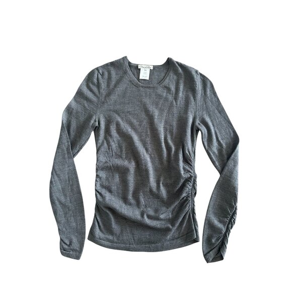 OSCAR DE LA RENTA Gray Cashmere Ruched Sweater Size XS - Picture 2 of 8